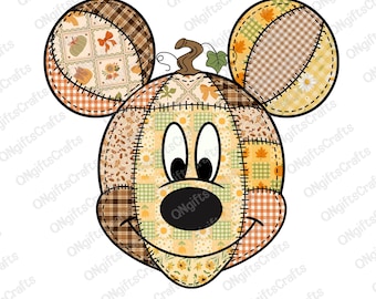 Preppy Floral Mouse Head Png, Mouse and Friends, Trendy Fall Patchwork Pumpkin Png, Fall Vibes Png, Autumn Leaves Pumpkin Png,Tis the season