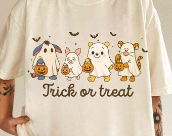 Björn och vänner Bus eller godis png, Barn Halloween png, Nalle Puh png, Spöke Halloween png, Rolig Halloween png, Läskig säsong png