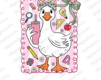 Kokette Alberne Gans Lehrer Png, Zurück zu Schule Png, Erster Schultag Png, Schulmädchen Png, Schule Kokett Bogen Png, Kinder Schulhemd