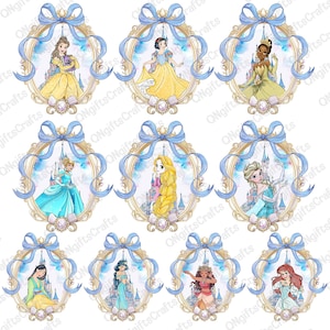Vintage Watercolor Princess Mirror Bow Png Bundle, Princess Trip Png, Princess Squad Png, Happiest Place On Earth Png, Family Vacation Png