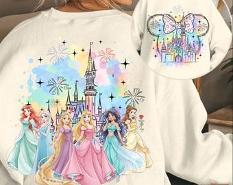 Princesas en acuarela PNG: Castillo mágico PNG, Escuadrón de princesas, Vacaciones familiares (Descarga digital)