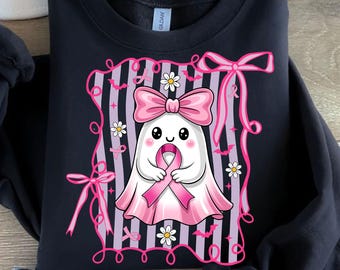 Preppy Breast Cancer Ghost Png, Breast Cancer Awareness Png,Halloween Pink Ghost Png,In October We Wear Pink Png,Halloween Shirt Sublimation