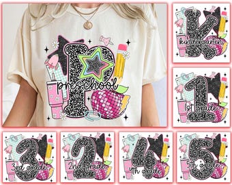 Preppy Back To School Y2K PNG Bundle, Glitzer Schule Png, Erster Schultag Png, Lehrer Heller Kindergarten / Vor-K/1./2./3./4.Klasse