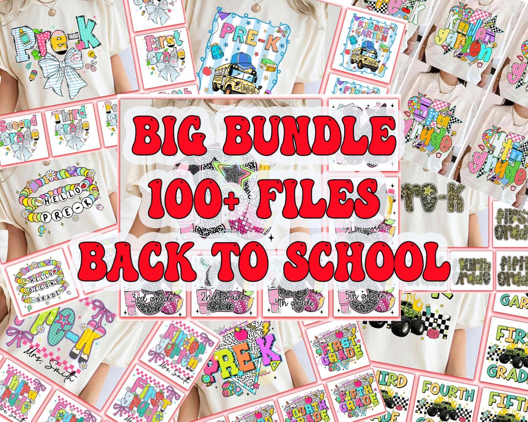 Back to School Mega Bundle Png, Preppy Back to School Png, First Day of ...