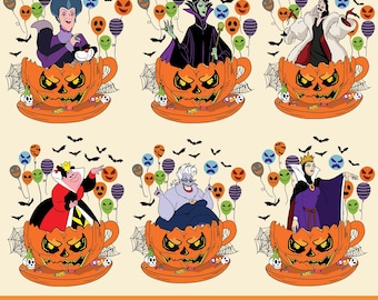 Halloween-Bösewicht mit Kürbis-Cup-Svg-Bundle, Halloween-Bad Girls-Svg, Schurken Wicked, Familien-Halloween-Trip svg, Gruselige Saison-Svg