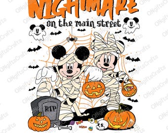 Halloween Nightmare On The Main Street Png, Retro Halloween Png, Mouse and Friends, Spooky Vibes Png,Trick Or Treat Png,Halloween Masquerade