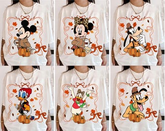 Mouse and Friends Fall Png Bundle, Autumn Coquette Bow Png, Cozy Season Png, Pumpkin Spice Png, Fall Coffee Png,Family Vacation Png,Fall Png