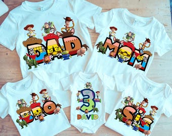 Personalized Birthday Boy Toy and Friends Png, Cartoon Birthday Png, Family Trip Png, Family Matching Birthday Shirt, Happy Birthday Png