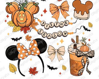 Preppy Autumn Png, Mouse and Friends, Coquette Bow Tis The Season Png, Pumpkin Spice Png, Fall Vibes Png, Family Trip Png, Autumn Shirt