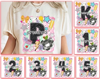 Lot de paillettes pour la rentrée des classes, Noeud coquette scolaire PNG, Crayon rose Année 2000 ans, PNG pour la rentrée, Année 2000 tendance, Préscolaire à la 5e année