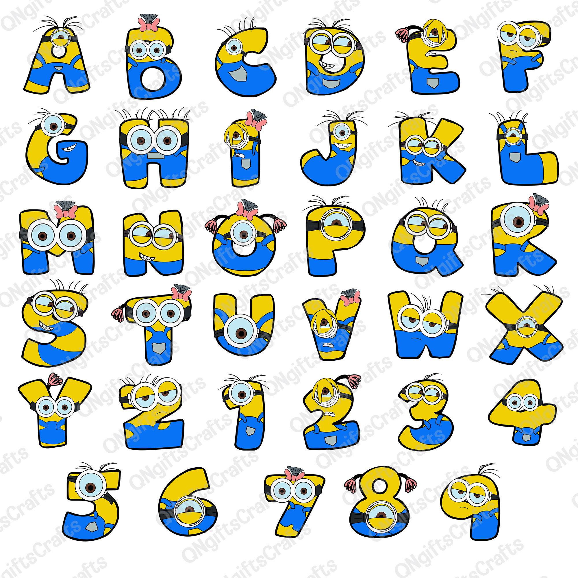 Mini Doodle Alphabet Png Bundle, Funny Character Alphabet PNG ...