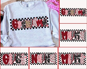 Custom Checker Mama Halloween Png Bundle, Lightning Bolt Mama Halloween Png, Leopard Checker Cherry Print, Red Black, Mama Grandma Mimi Nana
