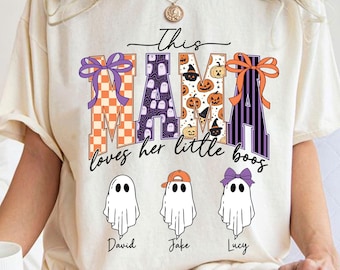 Personnalisé Halloween maman Png, cette maman aime ses huées, Png effrayant de maman, fantôme d'Halloween Png, nom d'enfant personnalisé Png, chemise Halloween