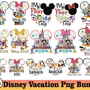 Familienurlaub 2025 Png-Bundle, Familienreise Png, Maus und Freunde, magisches Königreich Png, meine erste Reise Png, Familien passendes Hemd, Urlaubs-Modus