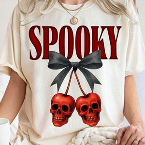 Halloween Skull Cherry Png, Gothic Cherry Bow Png, Halloween Skeleton Png, Spooky Cherries Png, Halloween Girly Png, Trendy Halloween Shirt