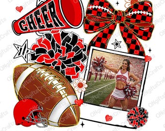 Custom Cheer Football Photo Insert Png, Coquette Football Png, Preppy Cheerleader Png, Cheer Football Png, Football Png, Cheer Team Png