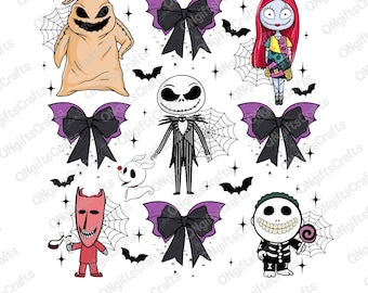 Halloween Nightmare Coquette Bow Png, Nightmare Friends Png, Spooky Season Png, Trick Or Treat Png, Horror Movies Png, Halloween Shirt