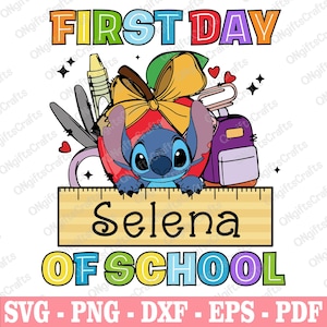 Personalized First Day Of School Svg, Cute Blue Alien Svg, Cartoon Characters, Back To School Svg, Kids School Svg, School Life Svg