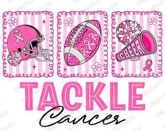 Football Tackle Cancer png, Pink Out Breast Cancer Png, Preppy Football Png, Game Day Breast Cancer, Breast Cancer Awareness Png,Pink Ribbon