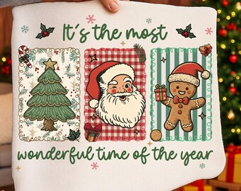 Vintage Christmas Graphics: Santa, Gingerbread, Coquette Bow (PNG Digital Download)