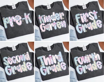 Paquete PNG de regreso a clases con flores preppy, primer día de clases, diseño floral Grandmillennial, prejardín de infantes, primer segundo, tercer y cuarto grado