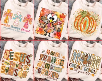 Christian Thanksgiving Png Bundle: Thankful Png, Thanksgiving Png, Grateful Thankful Blessed Png, Subliamtion Design