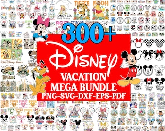 Paquete de más de 300 imágenes PNG y SVG de vacaciones familiares: Mouse and Friends, Big Bundle Family Trip Png, Magical Kingdom, Vacay Mode (descarga digital)