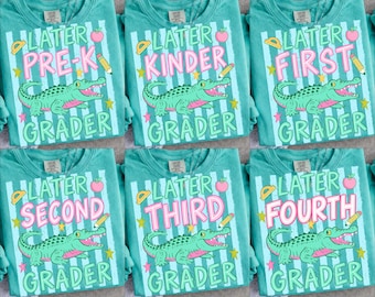 Zurück zum PNG Schulpaket, bis später, Alligator Grade Level Designs, Pre-K bis 4th Class Later Grader Sublimation, digitaler Download