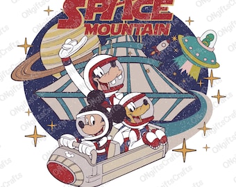 Space Mountain Png, Mouse and Friends, Retro 90's Space Mountain Png, Vintage Space Png, Family Vacation Png, Family Trip Png,Vacay Mode Png