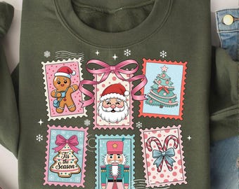 Coquette Christmas PNG: Pink Preppy Frame, Trendy Holiday Design (Digital Download)