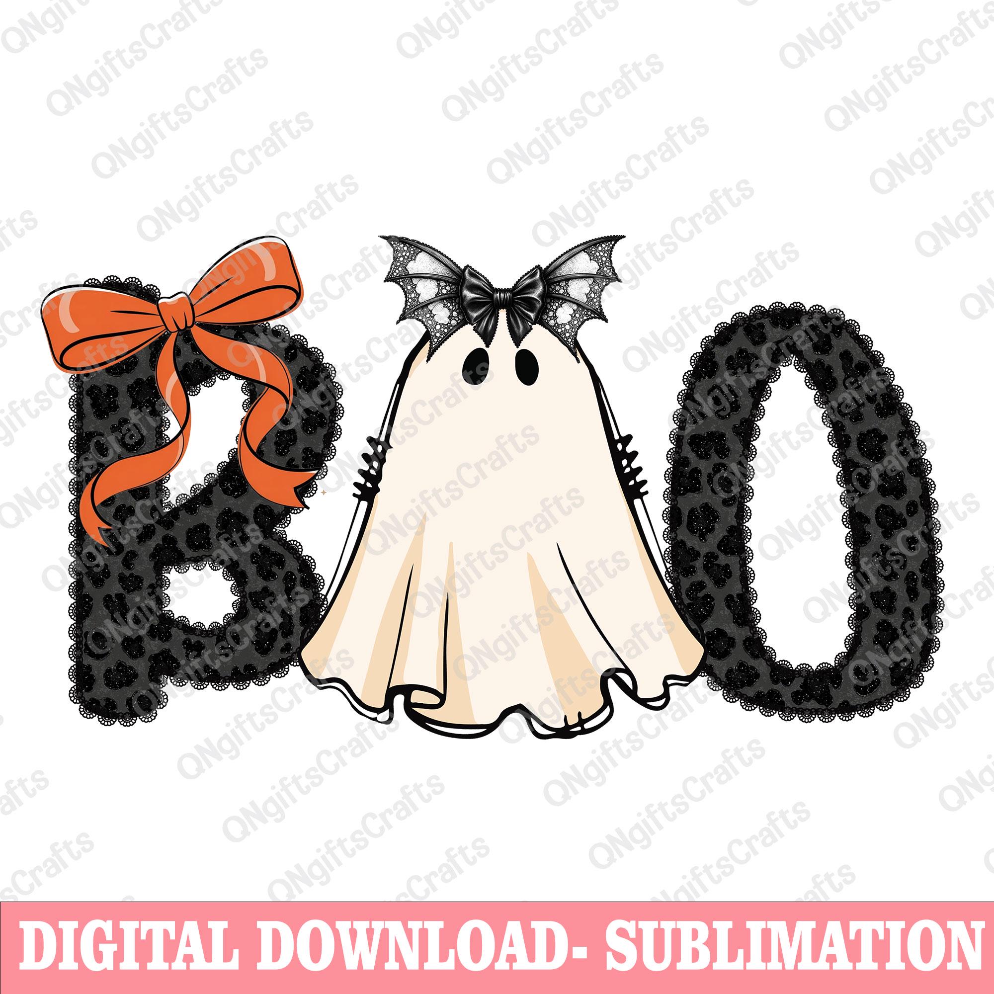 BOO Halloween Sublimation Design, Cute Lace Ghost Png, Boo in Boojee ...