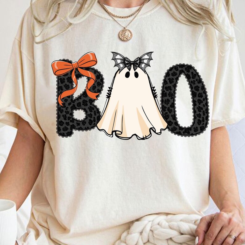BOO Halloween Sublimation Design, Cute Lace Ghost Png, Boo in Boojee ...