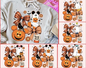 Paquete de lazos de Halloween con ratón y amigos (PNG), Halloween preppy (PNG), Calabaza de Halloween (PNG), Truco o trato (PNG), Diseño de camiseta infantil de Halloween