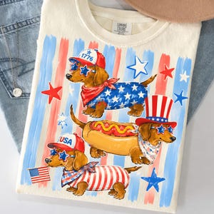 Striped Patriotic Dachshund PNG, 4th Of July Weiner Dog Sublimation, Retro USA Doxie Shirt Design