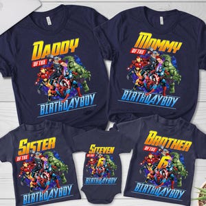 Benutzerdefinierte Superheld Geburtstag Png, Geburtstagskind Png, Avengers Geburtstag Png, Alles Gute zum Geburtstag Png, Familien Geburtstag passendes Shirt, Vacay Mode Png
