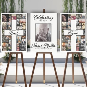 Editable Funeral Collage Template Set, Memory Table Sign, Funeral Poster, Funeral Photo Board, Funeral Easel Sign, Memorial Picture Collage