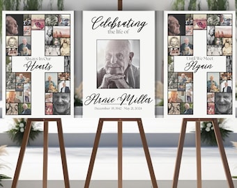 Editable Funeral Collage Template Set, Memory Table Sign, Funeral Poster, Funeral Photo Board, Funeral Easel Sign, Memorial Picture Collage