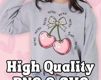 XOXO PNG Coquette Bow Tie SVG, Galentine Besties Cherry Shirt png, Cute Valentines Day xoxo svg, Hugs and Kisses svg, Hair Bow svg Clipart