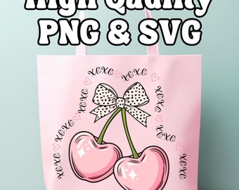 XOXO PNG Coquette Bow Tie SVG, Galentine Besties Cherry Shirt png, Cute Valentines Day xoxo svg, Hugs and Kisses svg, Hair Bow svg Clipart