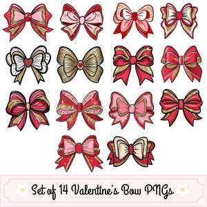 Pacchetto PNG fiocco di San Valentino Coquette, fiocchi di San Valentino PNG, clipart fiocco per capelli, fiocco disegnato a mano SVG, fiocco da ragazza png, fiocco di nastro png, mamma di San Valentino
