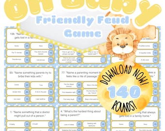 Oh Boy Baby Shower Family Feud Game With Answers Included, Digital Friendly Feud Gender Reveal Games, Baby Boy Baby Shower Party Activity