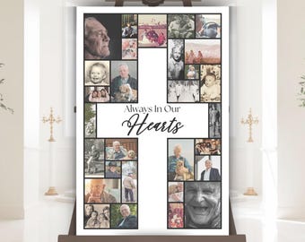 Editable Funeral Collage Template, Memory Table Sign, Funeral Poster, Funeral Photo Board, Funeral Easel Sign, Memorial Picture Collage