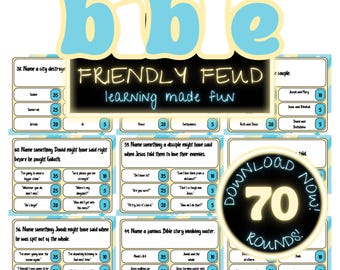Funny Bible Games Adults & Kids, Friendly Feud Bible Trivia, Printable Bible Game for Church Game Night, Homeschooling Bible Study Game