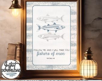 Christian Retro Sardines Print, Sardines Painting, Sardine Painting Art, Sardines Print, Sardine Poster, Wall Art Sardine, Sardine Art