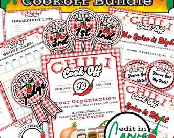 Chili Cookoff Ideas, Chili Contest, Chili Scorecards Voting Ballots, Chili Awards, Printable Scorecards Chili Certificates, Chili Invitation