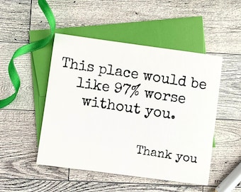 Funny Coworker Thank You Gift, Sarcastic Employee Appreciation Card, Work Friend Thank You Card, Office Humor Gift