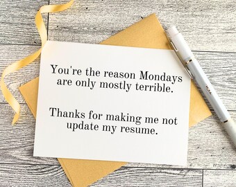 Funny Coworker Appreciation Card, Work Bestie Thank You Card, Boss Appreciation Card, Employee Recognition Gift, Office Friendship Card