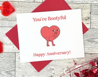 Funny You're Bootyful Anniversary Card for Wife, Anniversary Gift for Girlfriend, Cute Love Card, Boyfriend Anniversary Gift