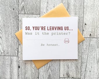 Funny Coworker Leaving Card, Sarcastic Retirement for Boss, Dry Humor Office Goodbye, Work Departure Gift, Relatable New Job Congrats