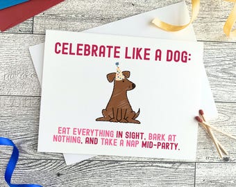 Funny Dog Lover Birthday Card, Lazy Dog Birthday Humor, Dog Themed Birthday Card for Friend, Sarcastic Dog Birthday Card for Her Him